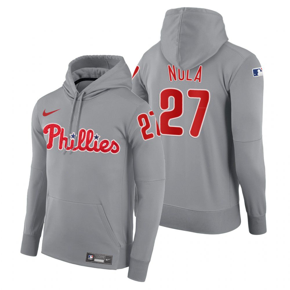 Men Philadelphia Phillies #27 Nula gray road hoodie 2021 MLB Nike Jerseys